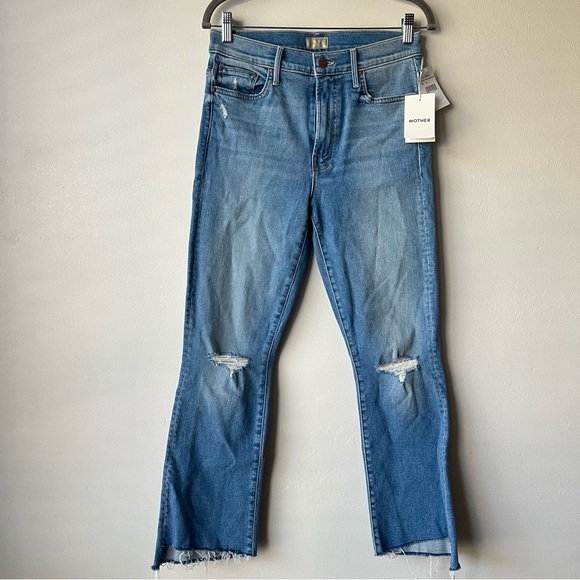 NWT MOTHER Denim The Insider Crop Step Fray Jeans Thrilling Shots - Picture 2 of 10